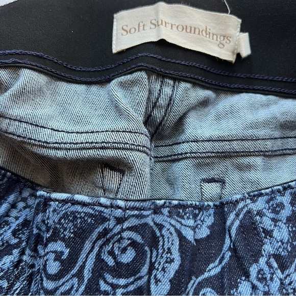 Soft Surroundings Floral Wide Leg Flare Pull on Pants Women's Size L Boho Bell - Picture 12 of 13